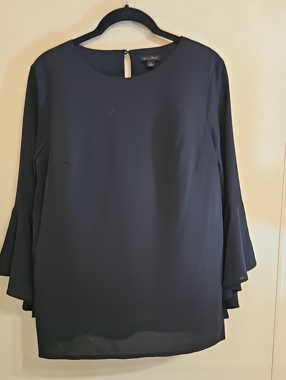 Goldray Black Bell Sleeve Blouse Size Small
